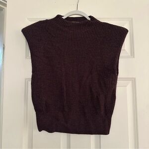 Babaton Brown Sweater Vest with Shoulder Pads